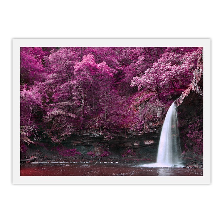 Πίνακας σε Καμβά Καταρράκτης με φόντο ροζ Δέντρα