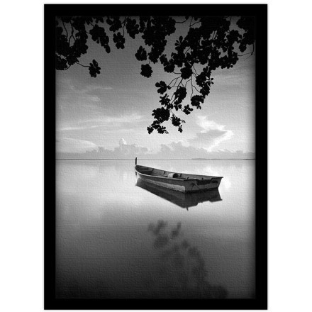 Βάρκα σε λίμνη Πίνακας σε Καμβά