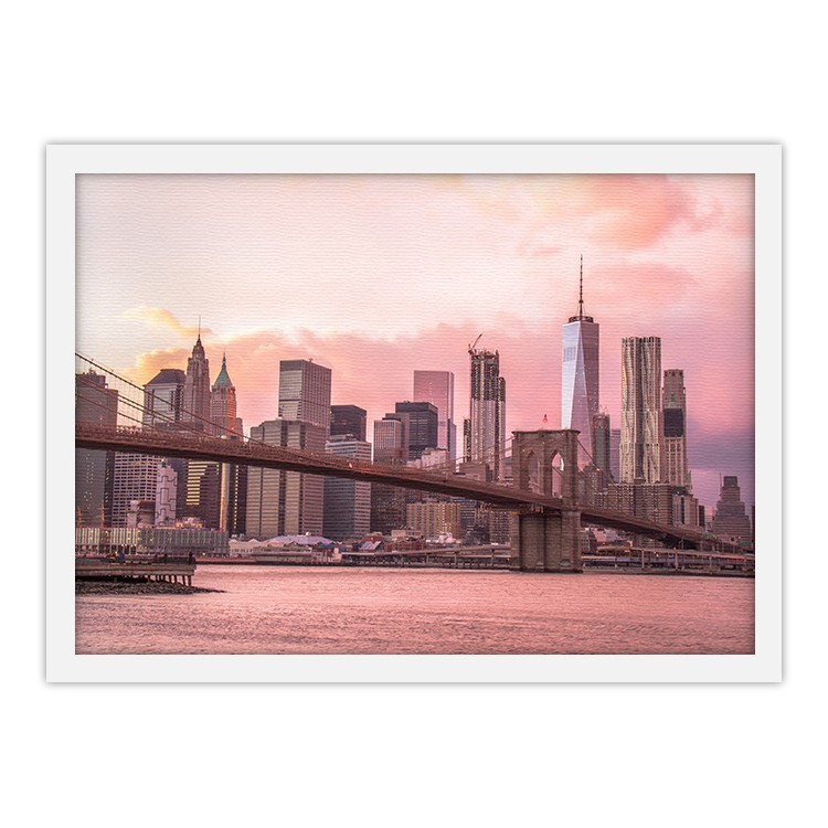 Πίνακας σε Καμβά Γέφυρα με φόντο Ουρανοξύστες