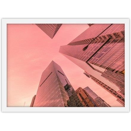 Ουρανοξύστες σε ροζ φόντο Πίνακας σε Καμβά