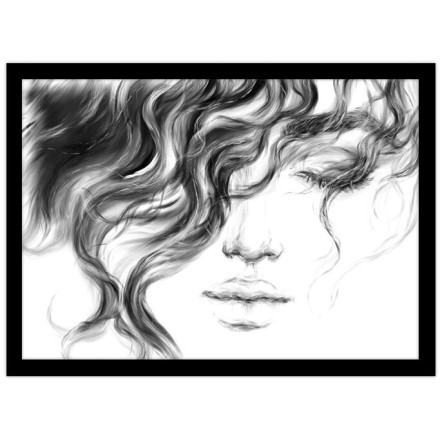 Curly Hair Woman Πίνακας σε Καμβά
