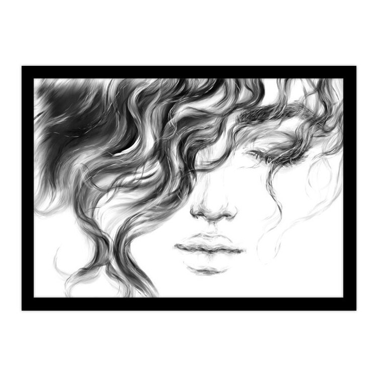 Πίνακας σε Καμβά Curly Hair Woman
