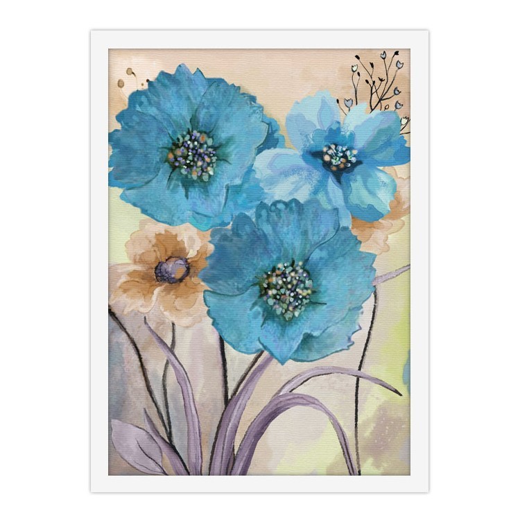 Πίνακας σε Καμβά Abstarct μπλε άνθοι