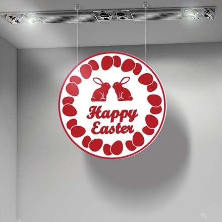 Red Rabbits Happy Easter Καρτολίνα Κρεμαστή