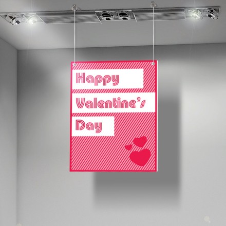 Pink Happy Valentines Day Καρτολίνα Κρεμαστή