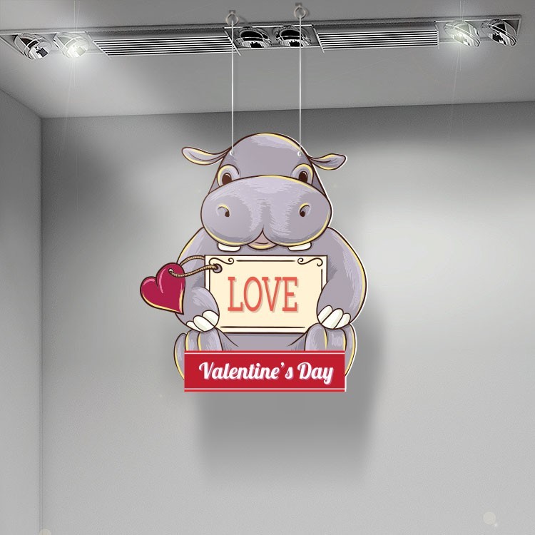 Καρτολίνα Κρεμαστή Valentine Day Hippo