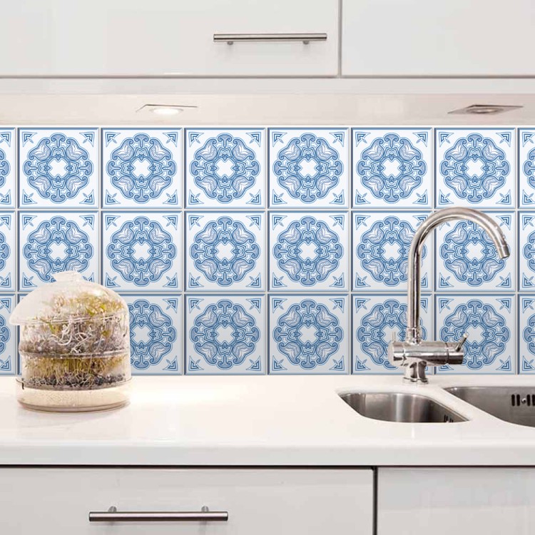 Αυτοκόλλητο πλακάκι Backsplash Abstract azulejo μοτίβο γαλάζιο μοτίβο