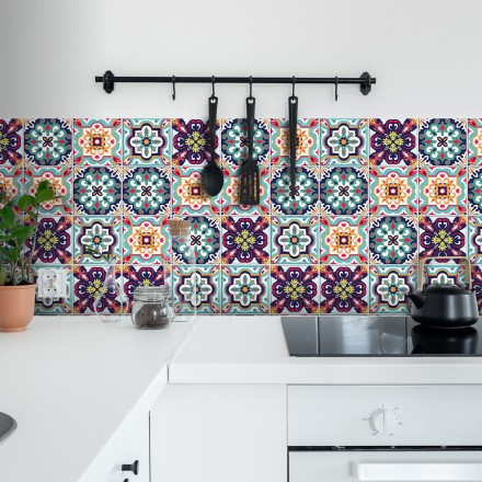 Contrast retro μοτίβο πολύχρωμο Αυτοκόλλητο πλακάκι Backsplash