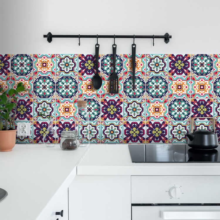 Αυτοκόλλητο πλακάκι Backsplash Contrast retro μοτίβο πολύχρωμο