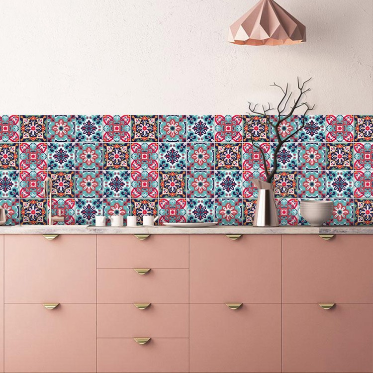 Αυτοκόλλητο πλακάκι Backsplash Πολύχρωμο contrast retro μοτίβο