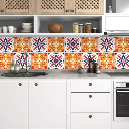 Ethnic πορτογαλικό μοτίβο Αυτοκόλλητο πλακάκι Backsplash