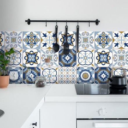 Πορτογαλικό azulejos μοτίβο Αυτοκόλλητο πλακάκι Backsplash