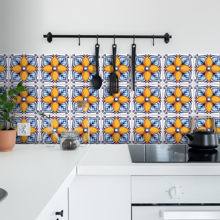 Αυτοκόλλητο πλακάκι Backsplash Πορτογαλικό azulejos επαναλαμβανόμενο μοτίβο