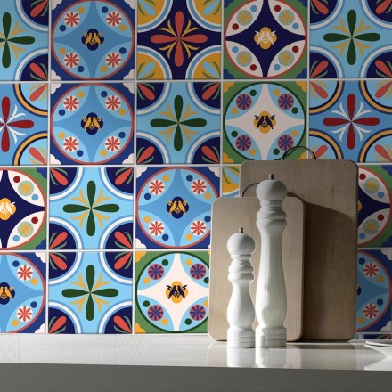 Vintage azulejos μοτίβο Αυτοκόλλητο πλακάκι Backsplash