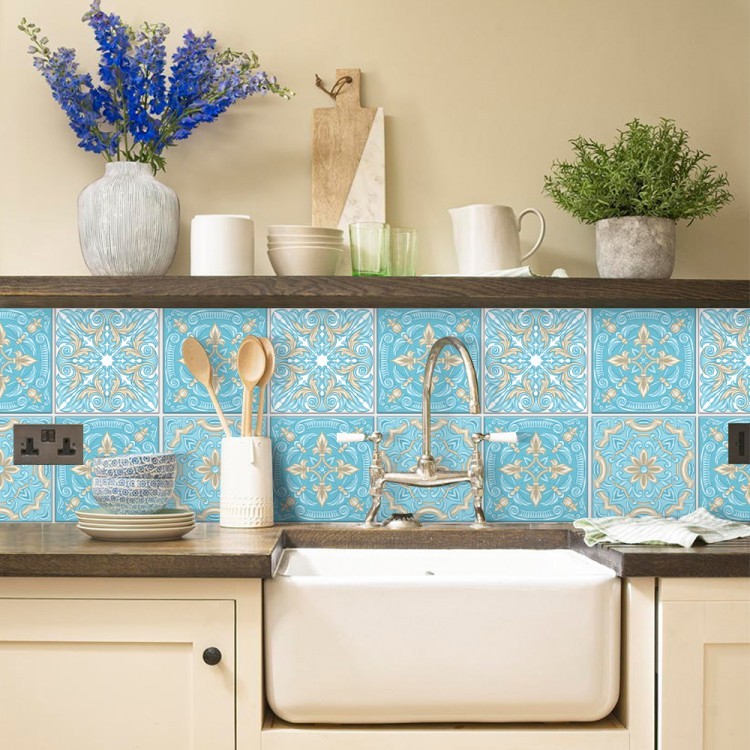 Αυτοκόλλητο πλακάκι Backsplash Vintage ομοιογενές πορτογαλικό μοτίβο