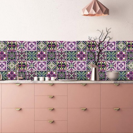 Πολύχρωμο contrast retro μοτίβο Αυτοκόλλητο πλακάκι Backsplash