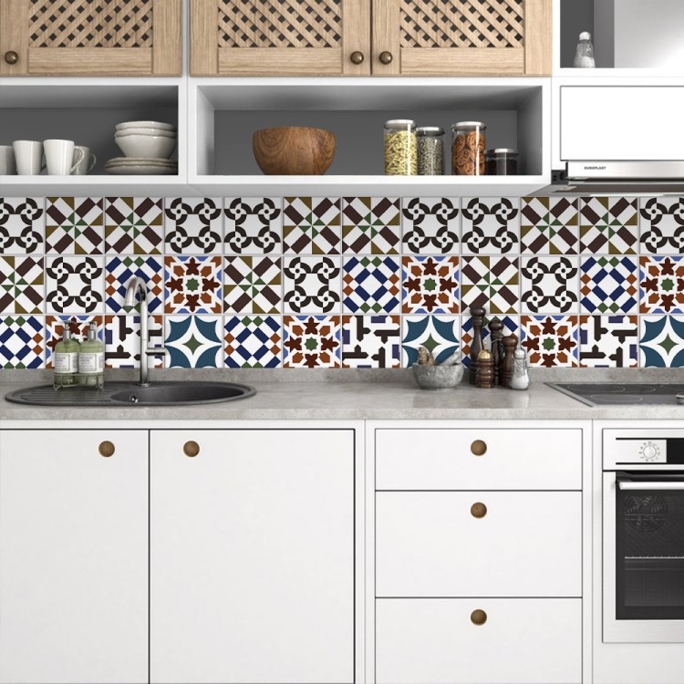 Αυτοκόλλητο πλακάκι Backsplash Διάφορα πολύχρωμα μοτίβα