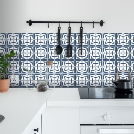 Μοτίβο blue navy Αυτοκόλλητο πλακάκι Backsplash