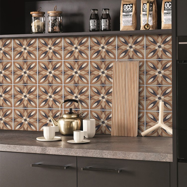 Αυτοκόλλητο πλακάκι Backsplash Floral Ξύλινο Σχέδιο