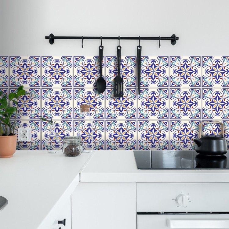 Αυτοκόλλητο πλακάκι Backsplash Ιταλικό μοτίβο Floral Μωβ