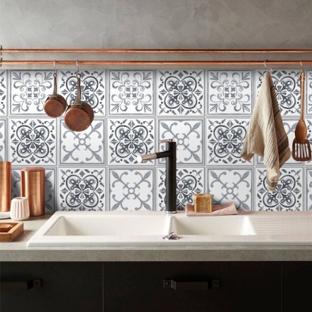 Carribean Ασπρόμαυρο μοτίβο Αυτοκόλλητο πλακάκι Backsplash