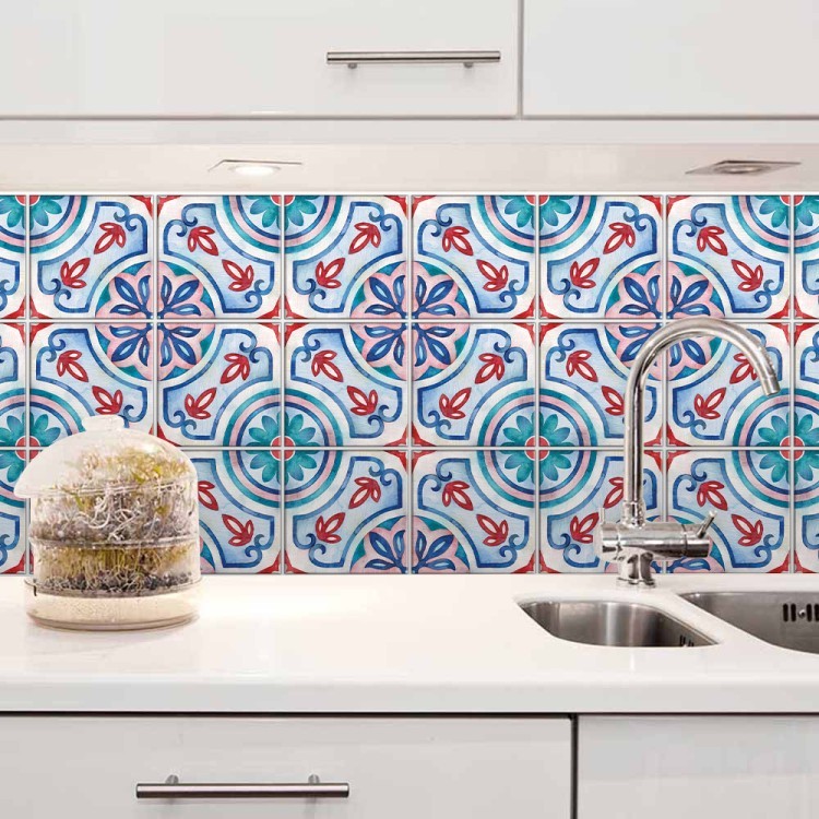 Αυτοκόλλητο πλακάκι Backsplash Πορτογαλικό floral azulejos μοτίβο