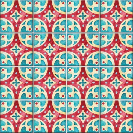Πορτογαλικό azulejos μοτίβο κόκκινο & ανοιχτό γαλάζιο