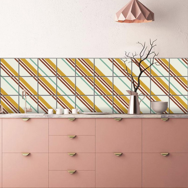 Αυτοκόλλητο πλακάκι Backsplash Μοτίβο με διαγώνιες γραμμές
