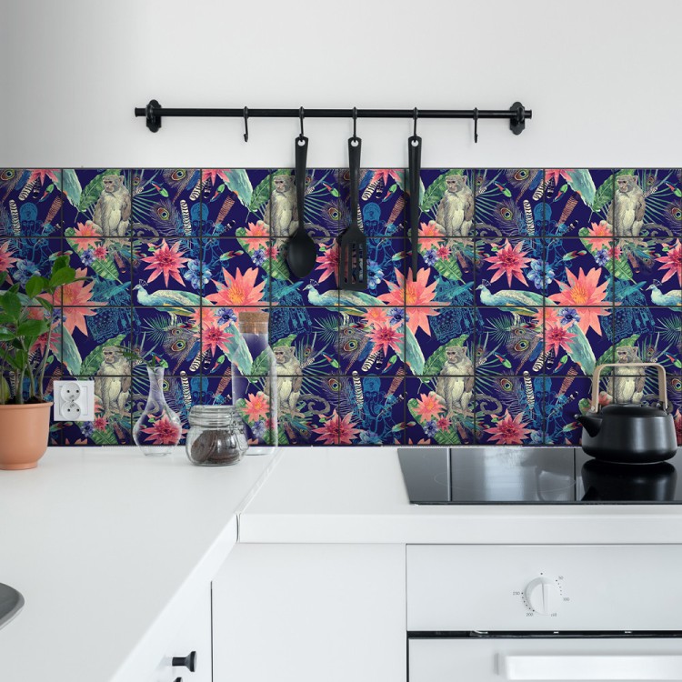 Αυτοκόλλητο πλακάκι Backsplash Τροπική Υδατογραφία