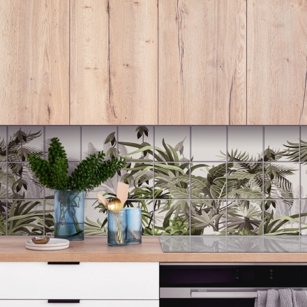 Τροπικό δάσος Αυτοκόλλητο πλακάκι Backsplash