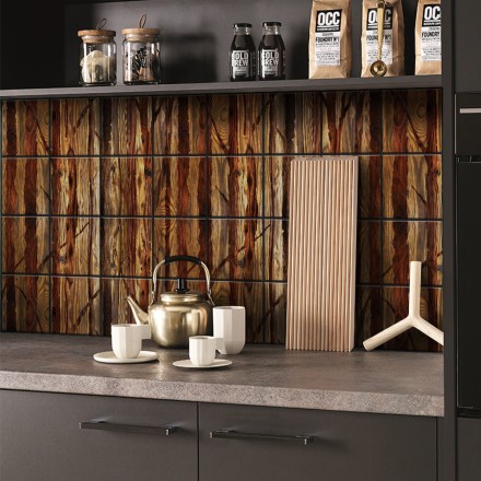 Ξύλινος τοίχος Αυτοκόλλητο πλακάκι Backsplash