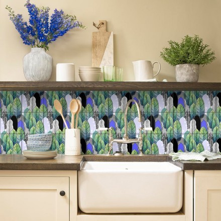 Πολύχρωμα φύλλα Αυτοκόλλητο πλακάκι Backsplash