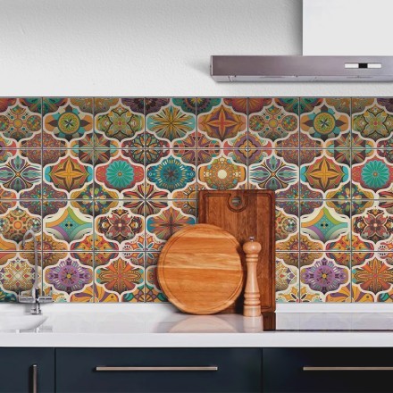 Μωσαϊκό πολύχρωμο Αυτοκόλλητο πλακάκι Backsplash