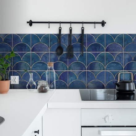 Μπλε γοργονέ φόντο Αυτοκόλλητο πλακάκι Backsplash