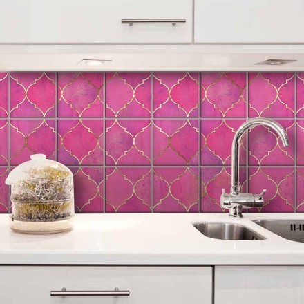 Ροζ ρόμβοι Αυτοκόλλητο πλακάκι Backsplash