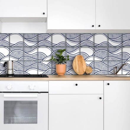 Blue waves Αυτοκόλλητο πλακάκι Backsplash