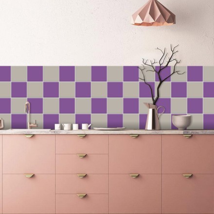 Violet & concrate grey Αυτοκόλλητο πλακάκι Backsplash