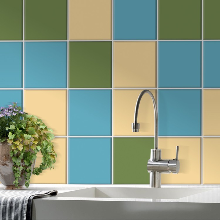 Αυτοκόλλητο πλακάκι Backsplash Light blue - Pesto - Ivory