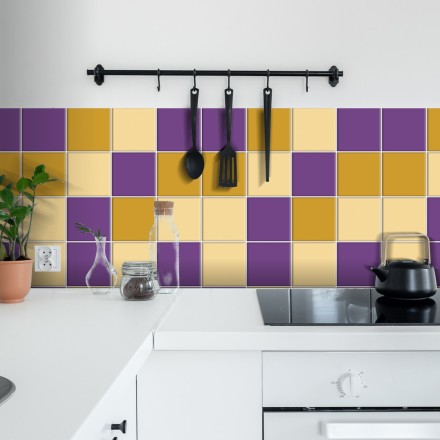 Ivory - Mustard - Violet Αυτοκόλλητο πλακάκι Backsplash