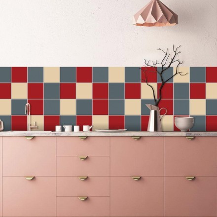 Ivory - Graphite - Medium red Αυτοκόλλητο πλακάκι Backsplash