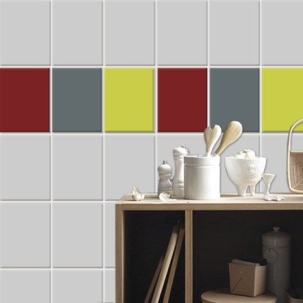 Burgundy - Green yellow - Graphite (8 τεμάχια) Αυτοκόλλητο πλακάκι τοίχου