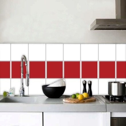 Medium red (8 τεμάχια) Αυτοκόλλητο πλακάκι τοίχου
