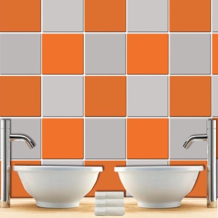 Orange (8 τεμάχια) Αυτοκόλλητο πλακάκι τοίχου
