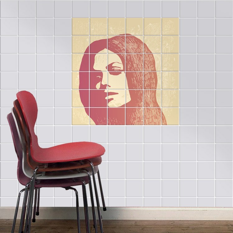 Αυτοκόλλητο πλακάκι τοίχου Πορτρέτο κοπέλας