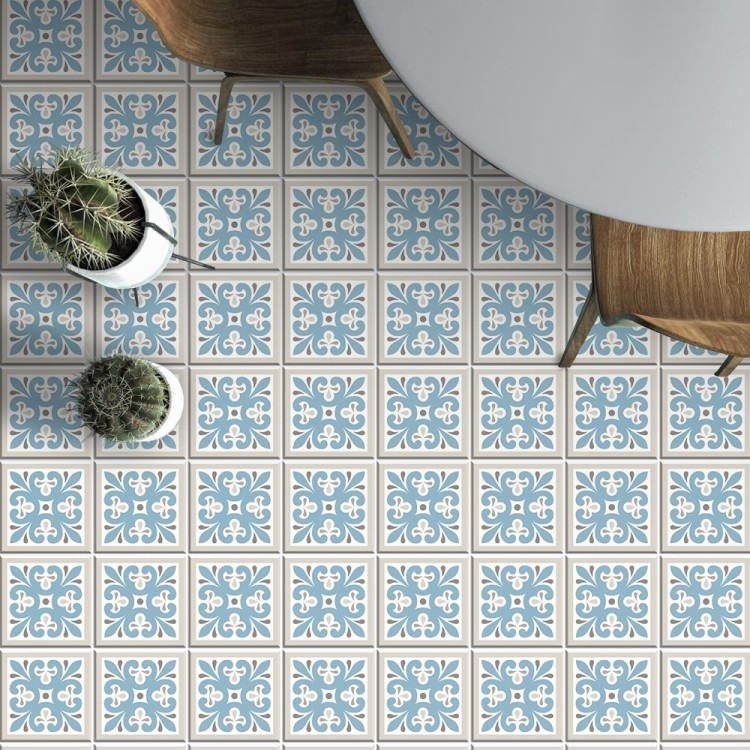 Αυτοκόλλητο πλακάκι δαπέδου Abstract azulejo μοτίβο (8 τεμάχια)