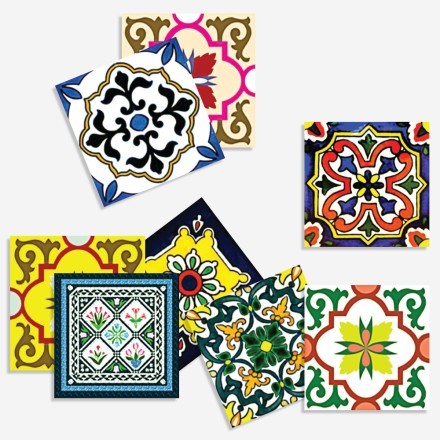 Floral πολύχρωμο πορτογαλικό μοτίβο (8 τεμάχια)