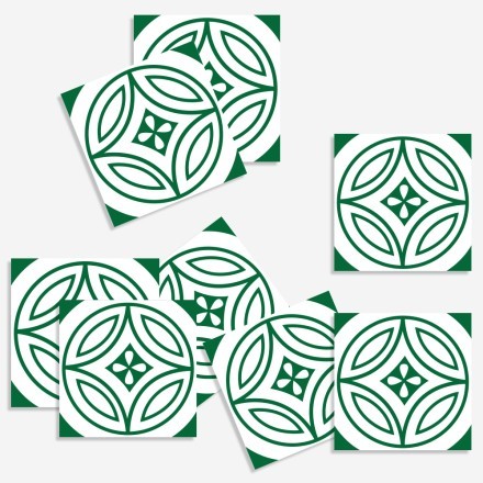 Σχέδιο κυκλικό άσπρο-πράσινο (8 τεμάχια)