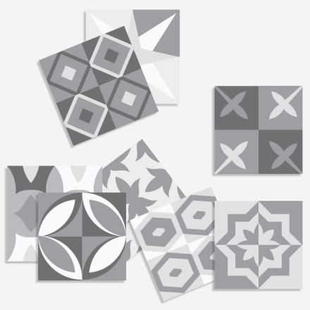 Μοντέρνο γεωμετρικό μοτίβο σε γκρι αποχρώσεις (8 τεμάχια)