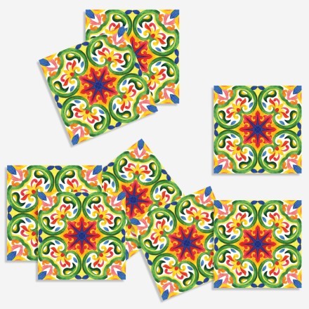 Πολύχρωμο ιταλικό floral μοτίβο (8 τεμάχια)