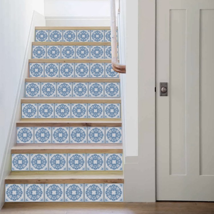 Αυτοκόλλητο Σκάλας Abstract azulejo γαλάζιο μοτίβο